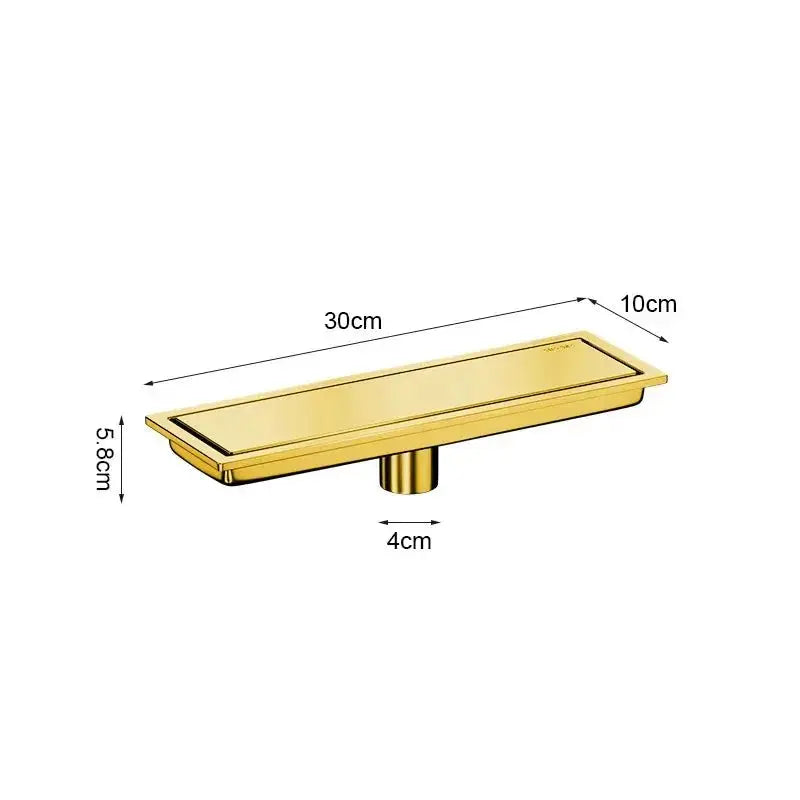 Gold Rectangle Stainless Steel Linear Shower Drain – 20cm / 30cm / 40cm / 50cm / 60cm - Shower DrainsBathroomLux