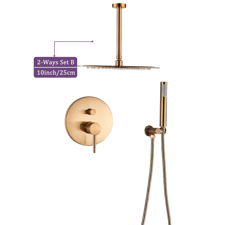 Gold Shower Mixer Concealed Rainfall Hand Shower System - concealed shower setBathroomLux