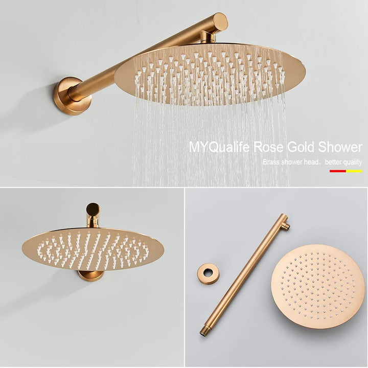 Gold Shower Mixer Concealed Rainfall Hand Shower System - concealed shower setBathroomLux