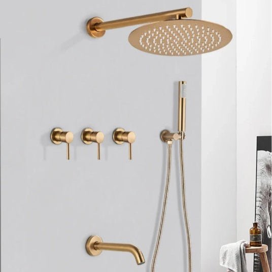 Gold Shower Mixer Concealed Rainfall Hand Shower System - concealed shower setBathroomLux