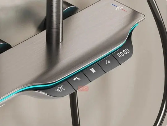 Gold Wall - Mount LED Digital Display Waterfall Bathroom Shower - bathroom, showers, thermostaticBathroomLux