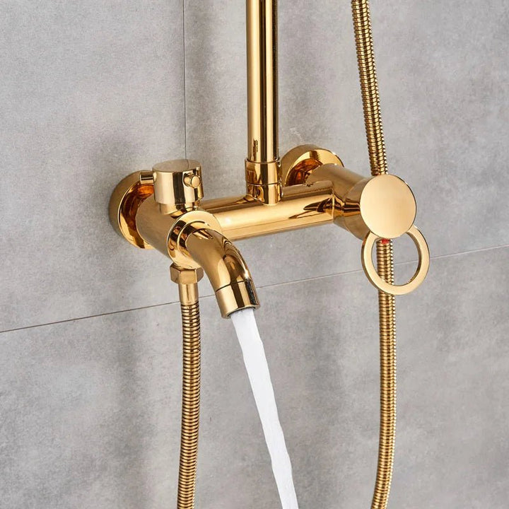 Golden 3 - Way Shower Set with Rainfall Head and Handshower - showers, thermostaticBathroomLux