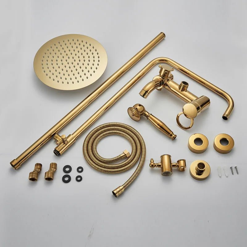 Golden 3 - Way Shower Set with Rainfall Head and Handshower - showers, thermostaticBathroomLux