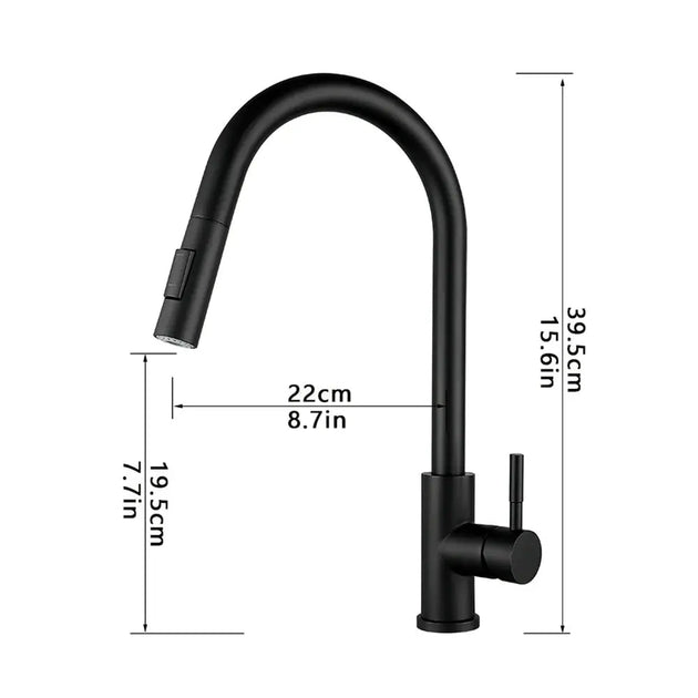 Gourmet 2 - Way Smart Touch Pull Down Kitchen Faucet – Hot & Cold Mix - 2 - Way Smart Touch Pull Down Kitchen FaucetBathroomLux