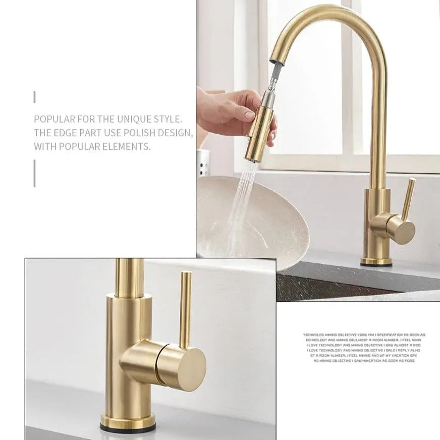 Gourmet 2 - Way Smart Touch Pull Down Kitchen Faucet – Hot & Cold Mix - 2 - Way Smart Touch Pull Down Kitchen FaucetBathroomLux