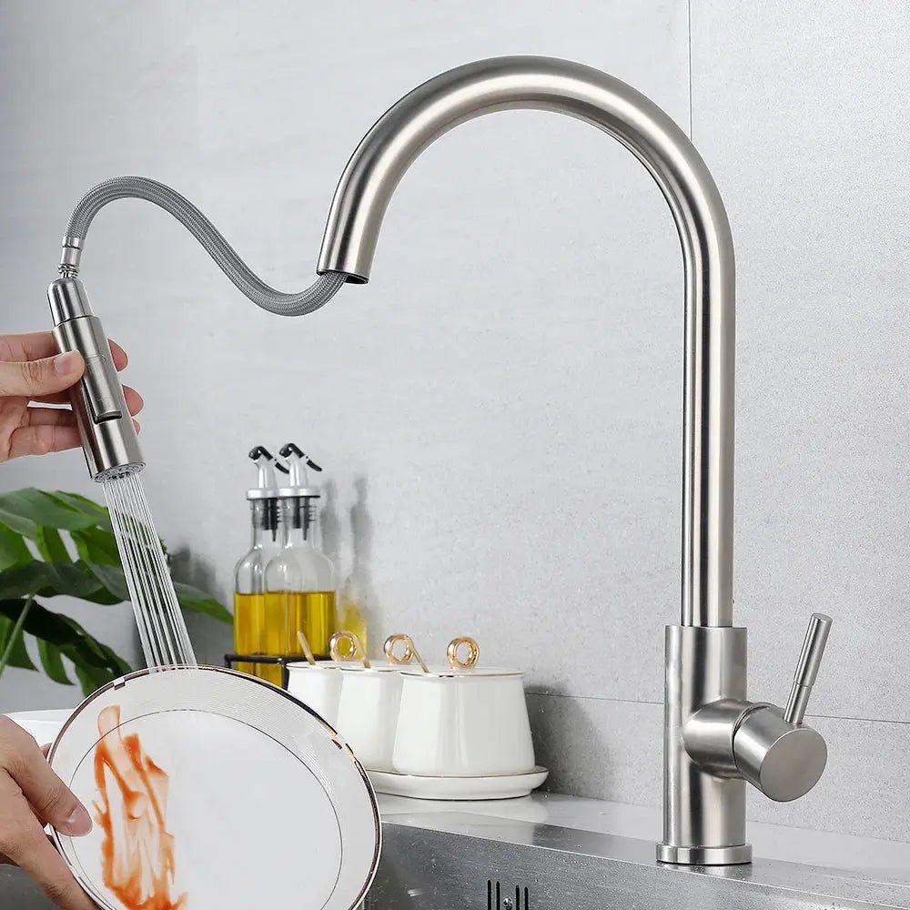Gourmet 2 - Way Smart Touch Pull Down Kitchen Faucet – Hot & Cold Mix - 2 - Way Smart Touch Pull Down Kitchen FaucetBathroomLux