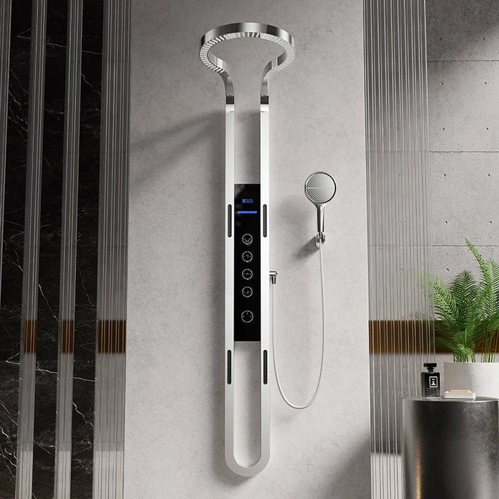 Groheterm Innovative Rainfall Overhead Shower - LED Thermostatic - In Black - digital showerBathroomLux