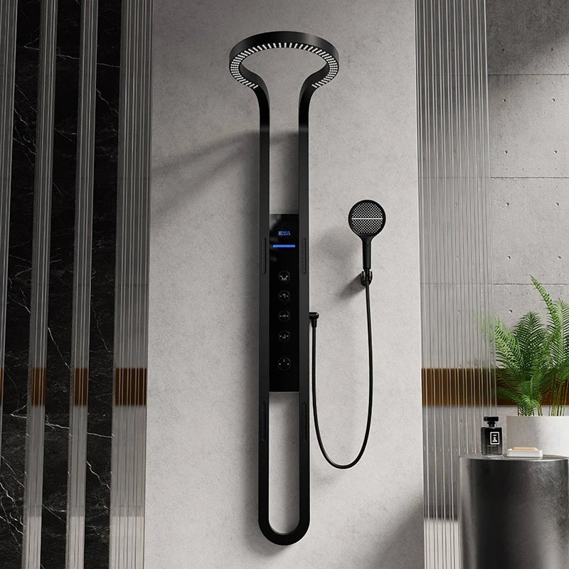 Groheterm Innovative Rainfall Overhead Shower - LED Thermostatic - In Black - digital showerBathroomLux