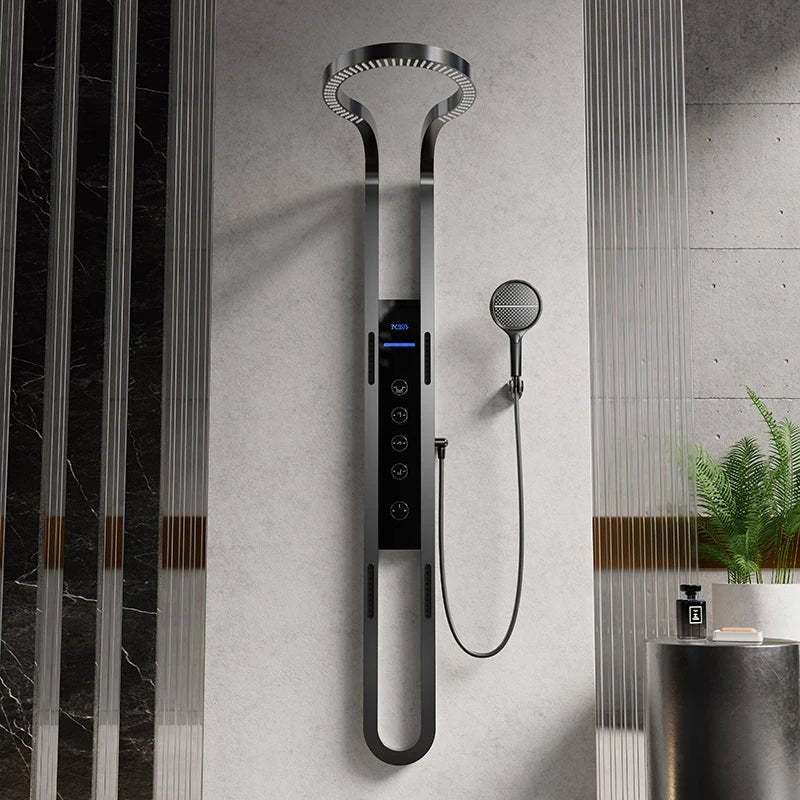 Groheterm Innovative Rainfall Overhead Shower - LED Thermostatic - In Black - digital showerBathroomLux