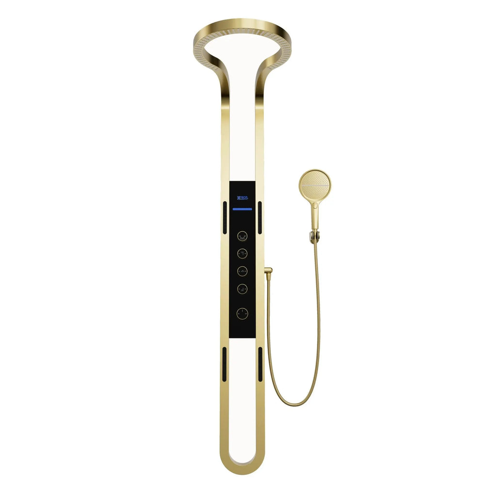 Groheterm Innovative Rainfall Overhead Shower - LED Thermostatic - In Gold - digital showerBathroomLux