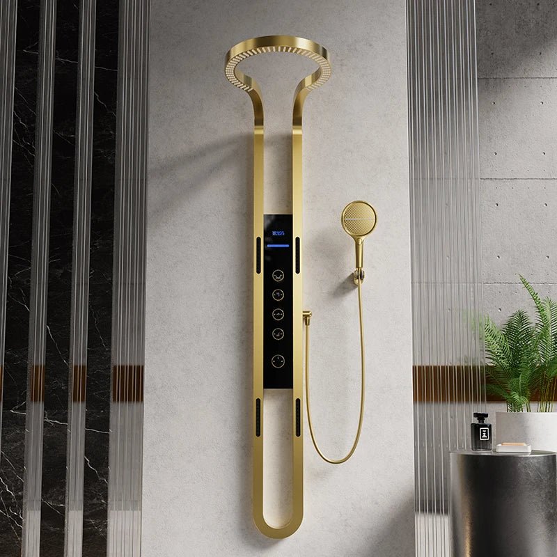 Groheterm Innovative Rainfall Overhead Shower - LED Thermostatic - In Gold - digital showerBathroomLux