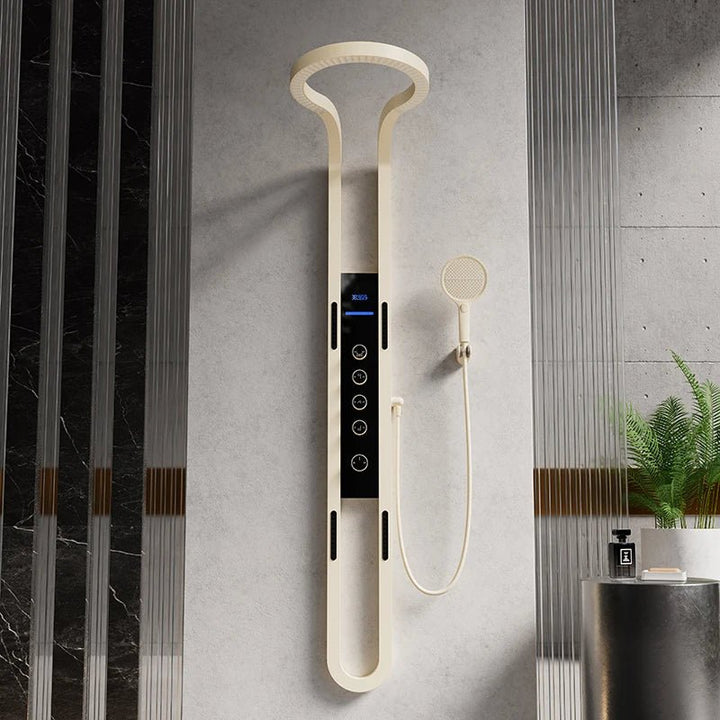 Groheterm Innovative Rainfall Overhead Shower - LED Thermostatic - In Gold - digital showerBathroomLux