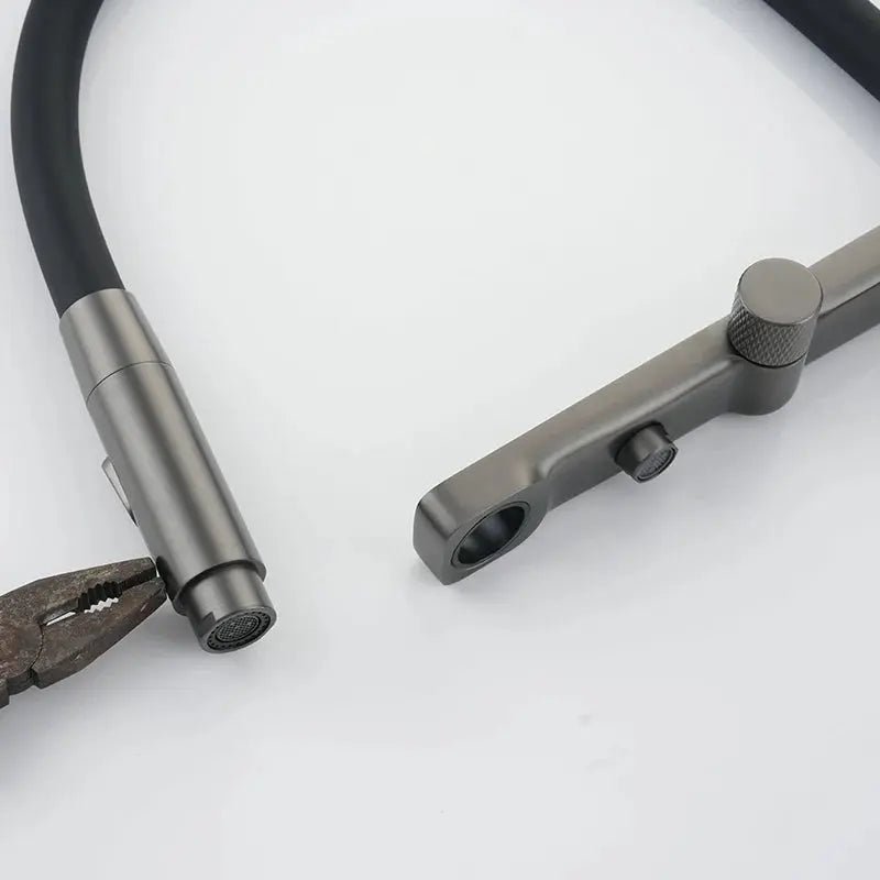 Gun Grey Pull Out Kitchen Sink Faucet – Single Handle Tap with Water Purifier - 3 Ways Kitchen Pull OutBathroomLux