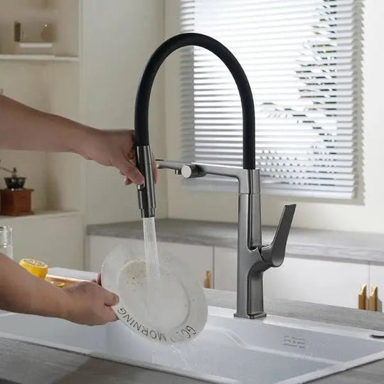 Gun Grey Pull Out Kitchen Sink Faucet – Single Handle Tap with Water Purifier - 3 Ways Kitchen Pull OutBathroomLux