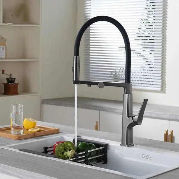 Gun Grey Pull Out Kitchen Sink Faucet – Single Handle Tap with Water Purifier - 3 Ways Kitchen Pull OutBathroomLux