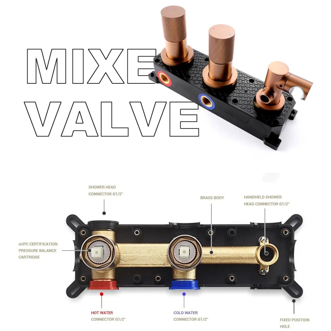 Gun Grey Wall Mounted Shower System – Brass 2 - Function Bath Mixer - 2 ways wall mounted shower kitBathroomLux