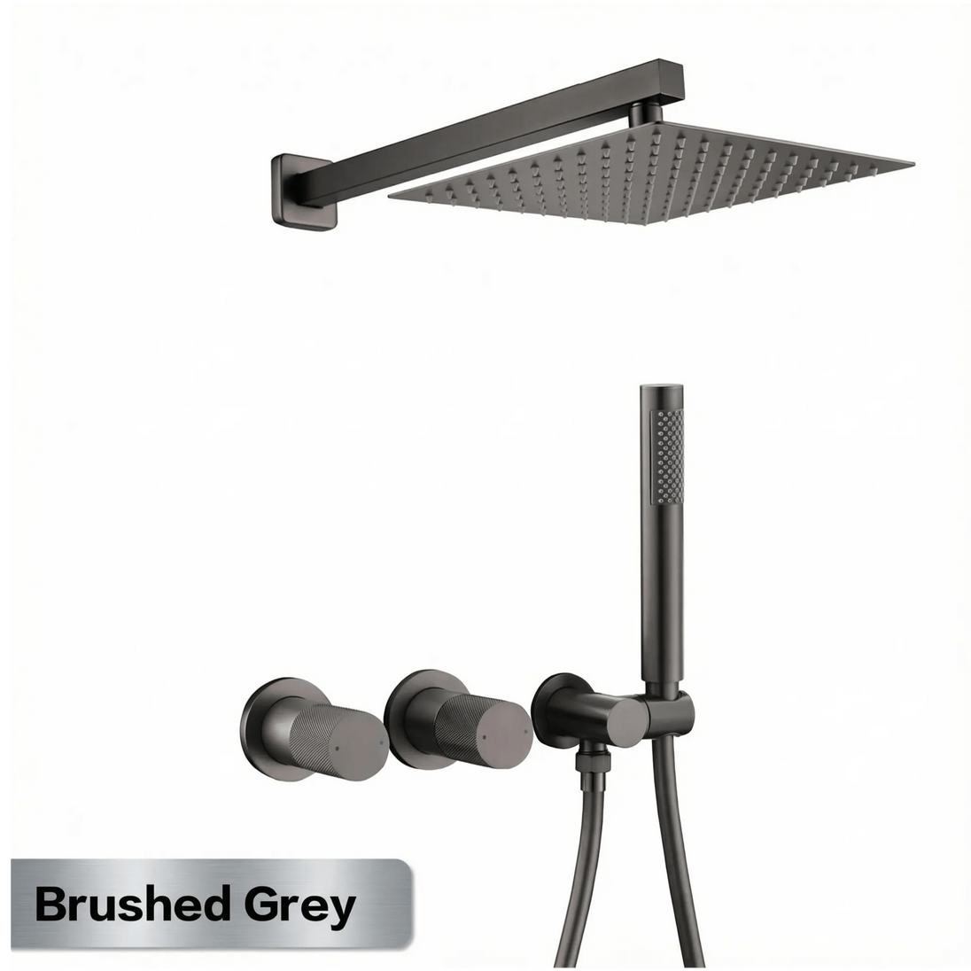 Gun Grey Wall Mounted Shower System – Brass 2 - Function Bath Mixer - 2 ways wall mounted shower kitBathroomLux