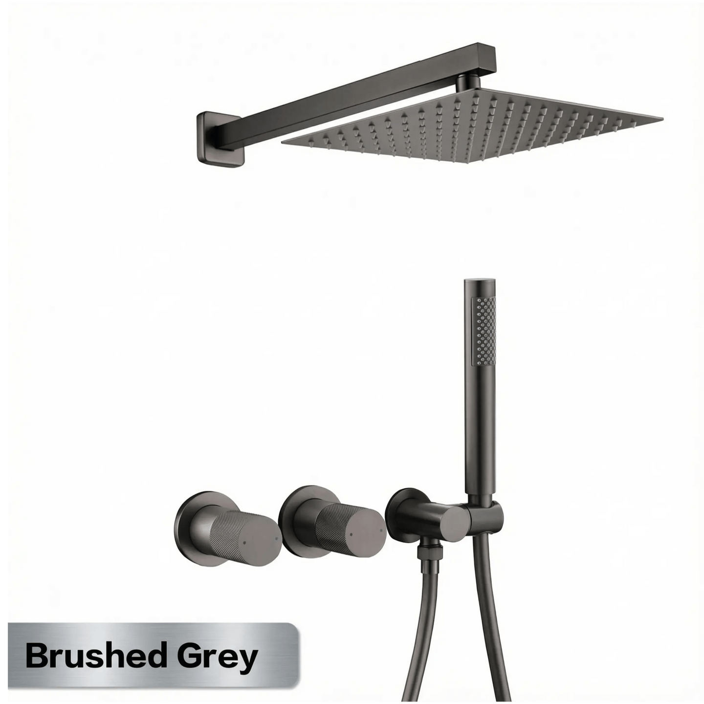 Gun Grey Wall Mounted Shower System – Brass 2 - Function Bath Mixer - 2 ways wall mounted shower kitBathroomLux