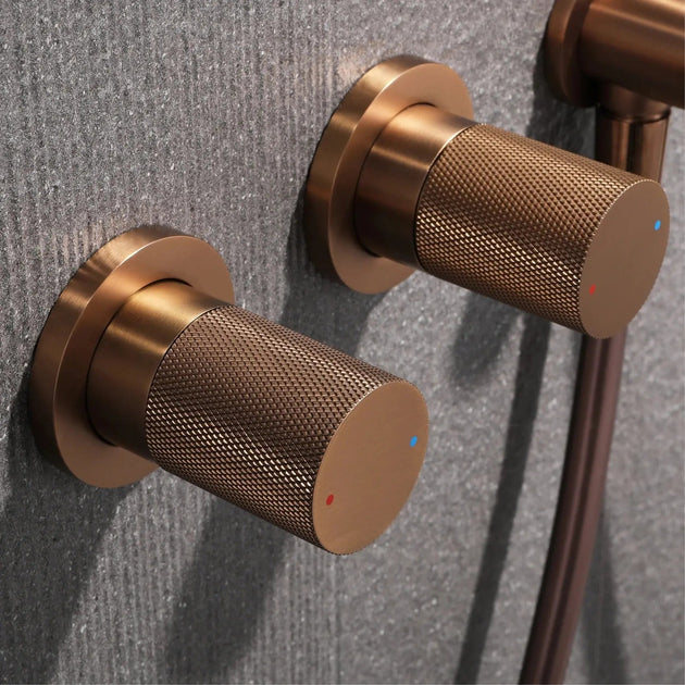 Gun Grey Wall Mounted Shower System – Brass 2 - Function Bath Mixer - 2 ways wall mounted shower kitBathroomLux