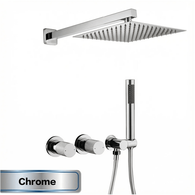 Gun Grey Wall Mounted Shower System – Brass 2 - Function Bath Mixer - 2 ways wall mounted shower kitBathroomLux