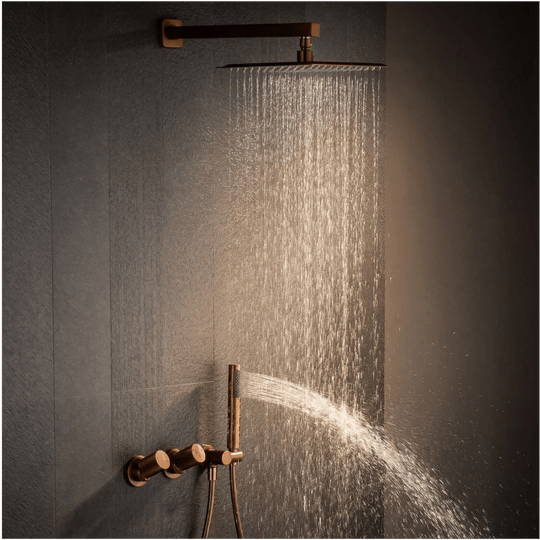 Gun Grey Wall Mounted Shower System – Brass 2 - Function Bath Mixer - 2 ways wall mounted shower kitBathroomLux