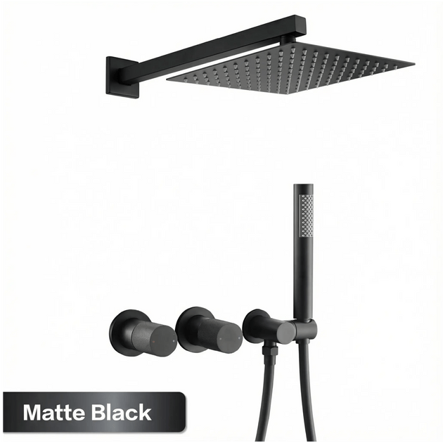 Gun Grey Wall Mounted Shower System – Brass 2 - Function Bath Mixer - 2 ways wall mounted shower kitBathroomLux