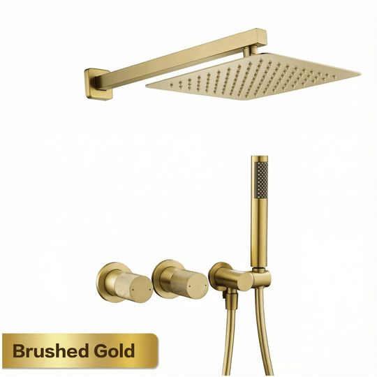 Gun Grey Wall Mounted Shower System – Brass 2 - Function Bath Mixer - 2 ways wall mounted shower kitBathroomLux