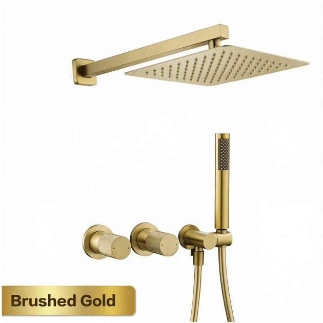 Gun Grey Wall Mounted Shower System – Brass 2 - Function Bath Mixer - 2 ways wall mounted shower kitBathroomLux