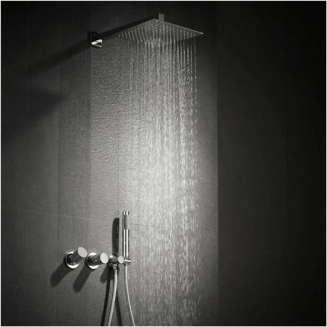 Gun Grey Wall Mounted Shower System – Brass 2 - Function Bath Mixer - 2 ways wall mounted shower kitBathroomLux