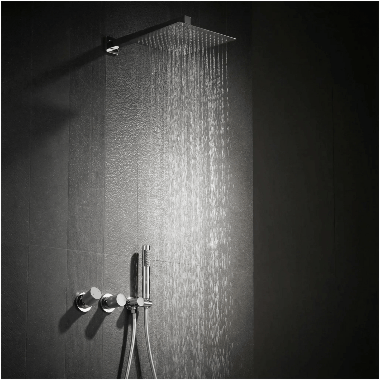 Gun Grey Wall Mounted Shower System – Brass 2 - Function Bath Mixer - 2 ways wall mounted shower kitBathroomLux