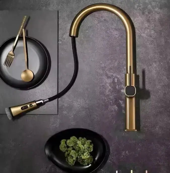 Gunmetal Kitchen Faucet with Pull - Down Sprayer, Single Handle - 3 Ways Kitchen Pull OutBathroomLux