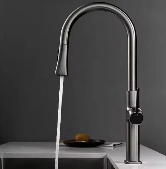 Gunmetal Kitchen Faucet with Pull - Down Sprayer, Single Handle - 3 Ways Kitchen Pull OutBathroomLux