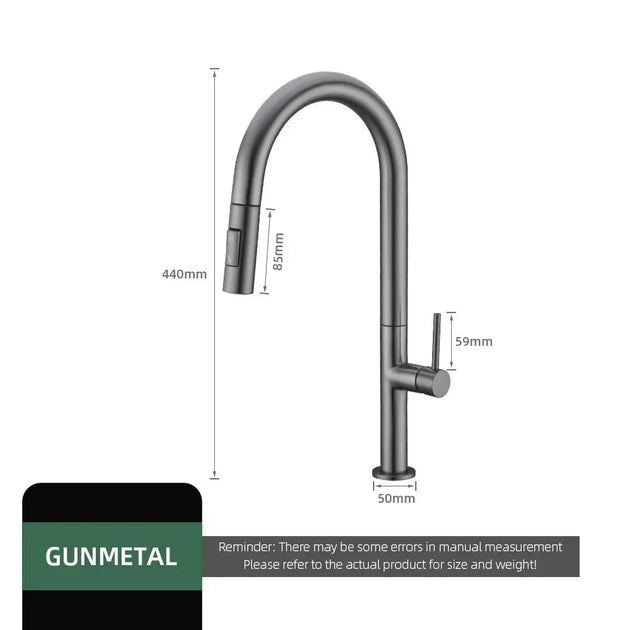 Gunmetal Pull - Out Spout Kitchen Faucet – 360° Rotating Single - Handle - Kitchen Faucet Pull - OutBathroomLux