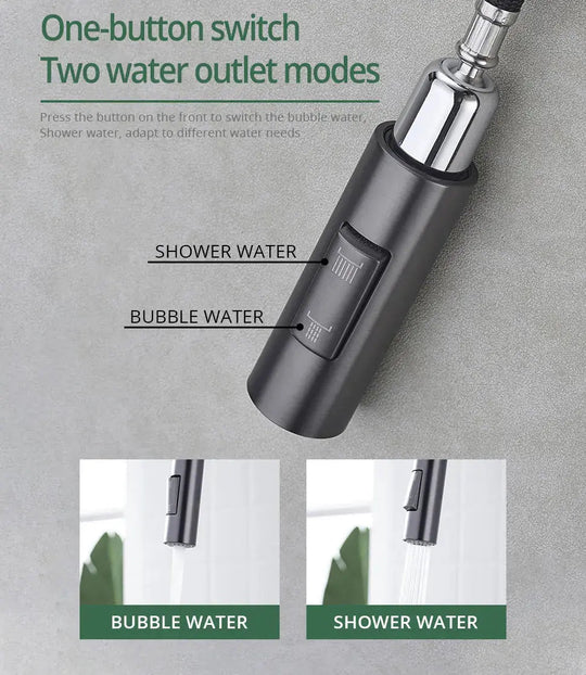 Gunmetal Pull - Out Spout Kitchen Faucet – 360° Rotating Single - Handle - Kitchen Faucet Pull - OutBathroomLux