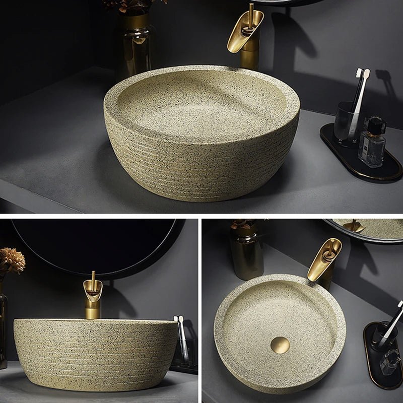 Hand Panted Hotel Granite Art Basin - Bathroom sinkBathroomLux