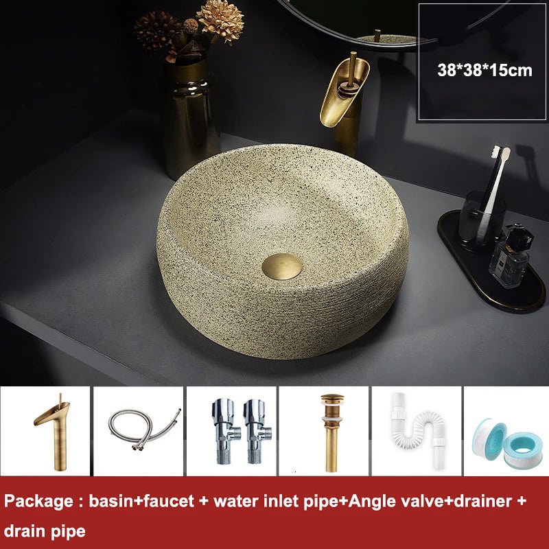 Hand Panted Hotel Granite Art Basin - Bathroom sinkBathroomLux