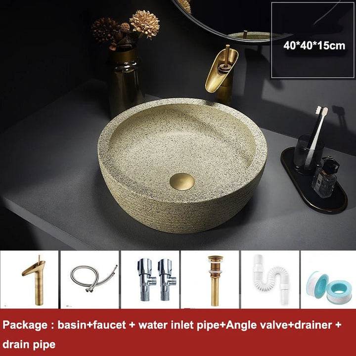 Hand Panted Hotel Granite Art Basin - Bathroom sinkBathroomLux