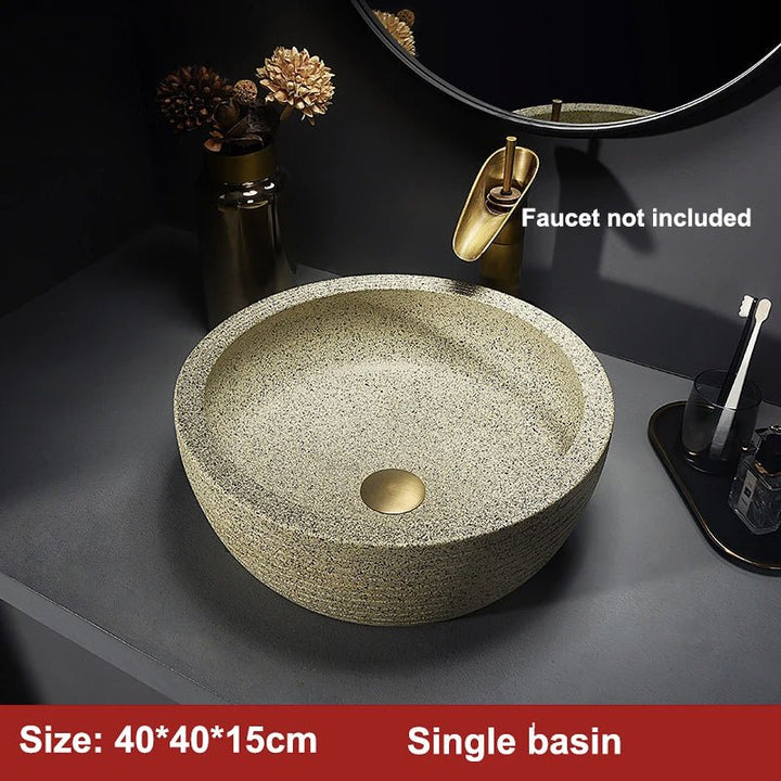 Hand Panted Hotel Granite Art Basin - Bathroom sinkBathroomLux