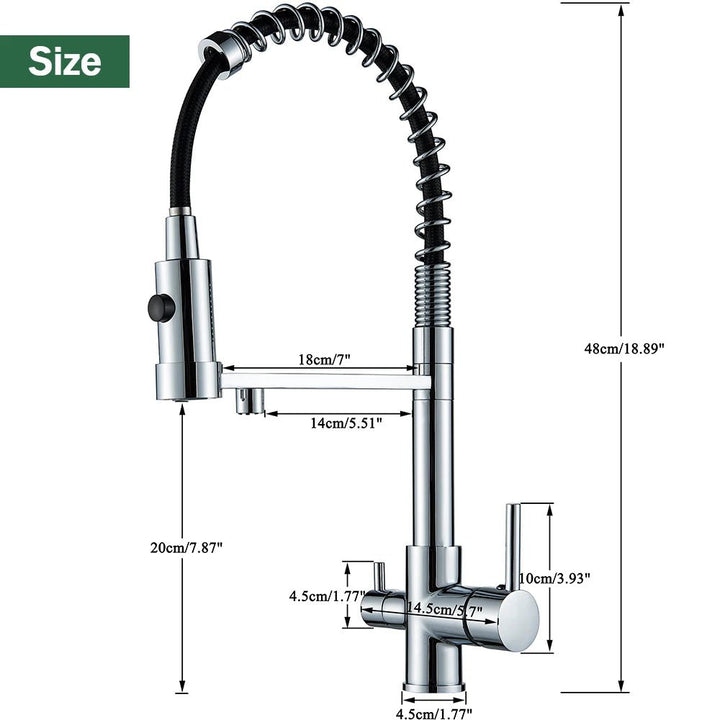 Harmony Pull Down 3 - Way Filter Kitchen Faucet In Gold - kitchenBathroomLux