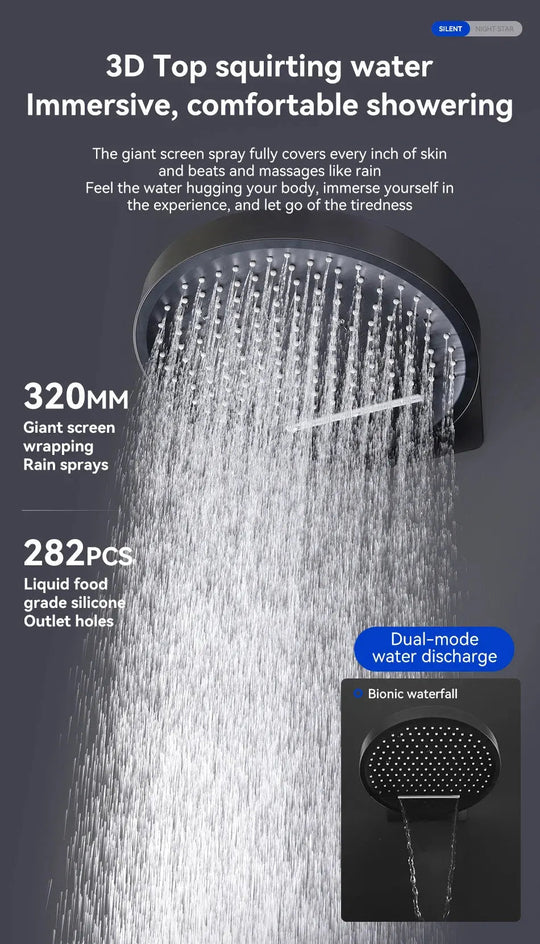 High - End Concealed Thermostatic Shower Set – 4 - Function Brass Wall - Mounted System - digital showerBathroomLux