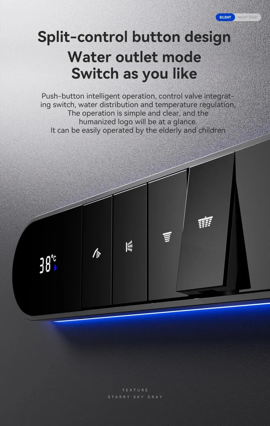 High - End Concealed Thermostatic Shower Set – 4 - Function Brass Wall - Mounted System - digital showerBathroomLux