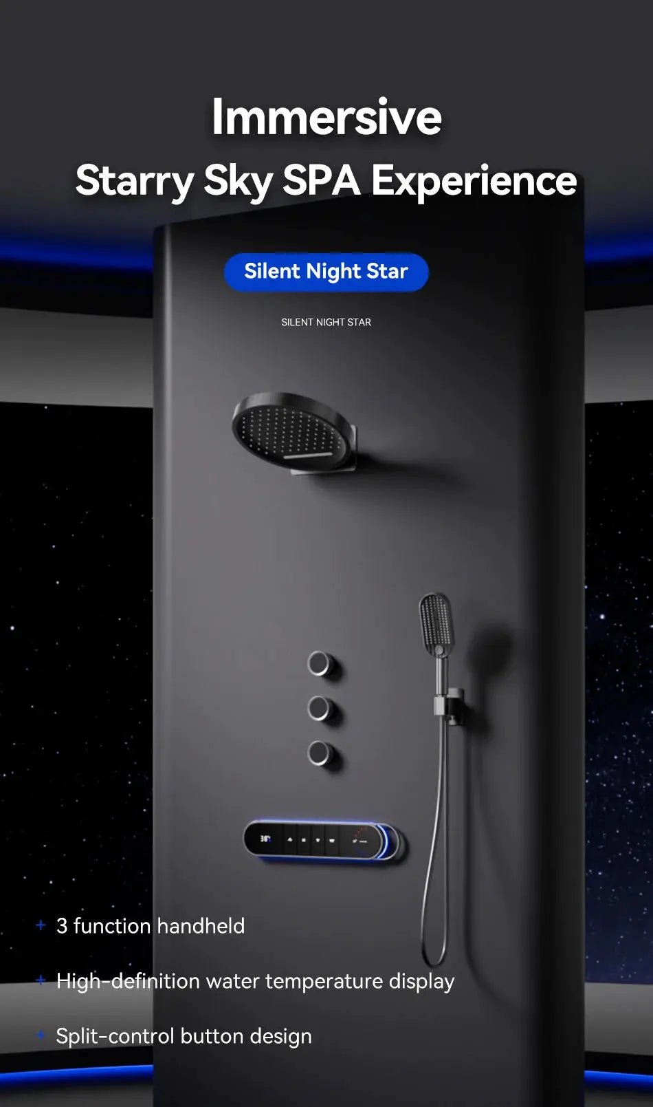 High - End Concealed Thermostatic Shower Set – 4 - Function Brass Wall - Mounted System - digital showerBathroomLux