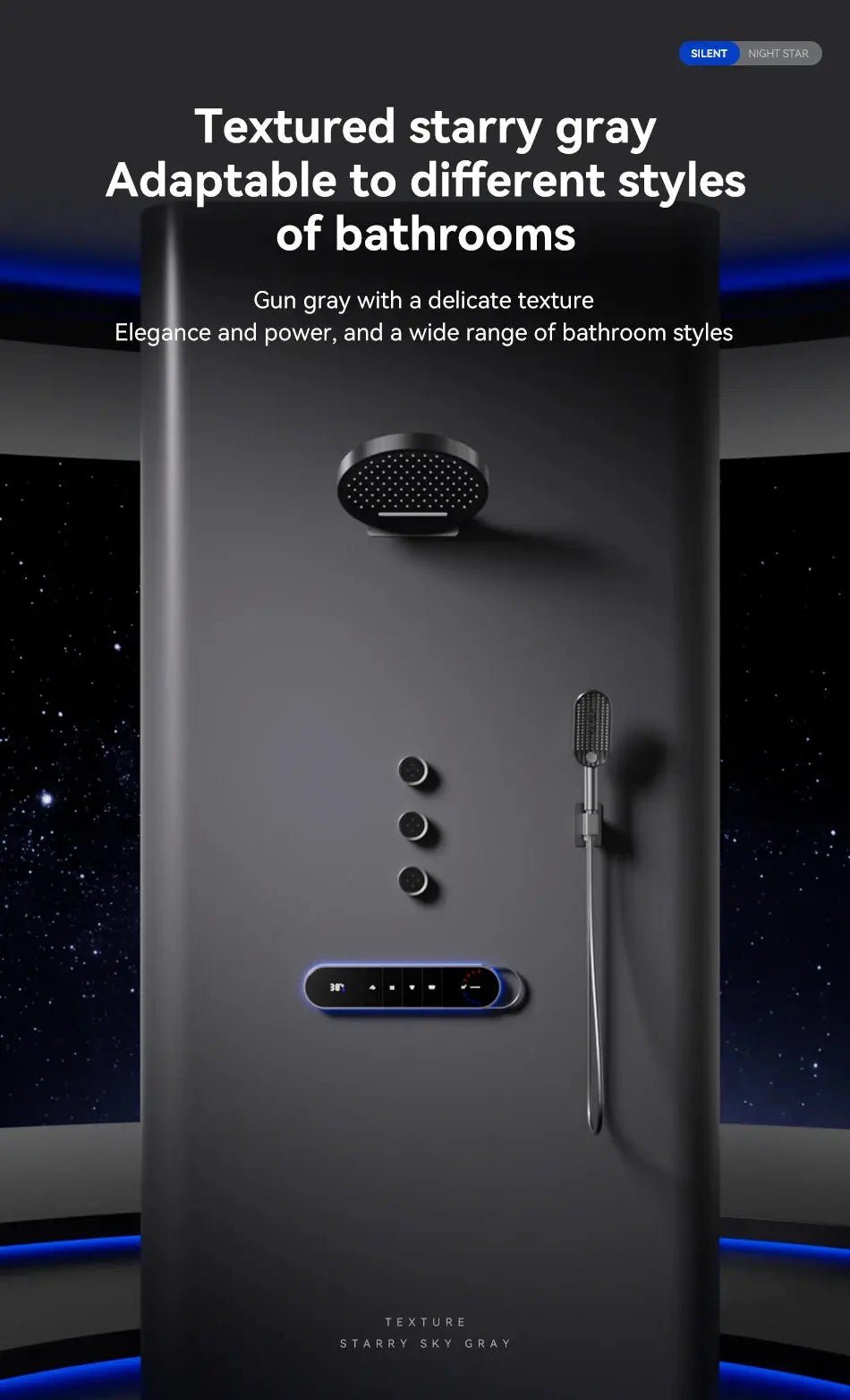 High - End Concealed Thermostatic Shower Set – 4 - Function Brass Wall - Mounted System - digital showerBathroomLux