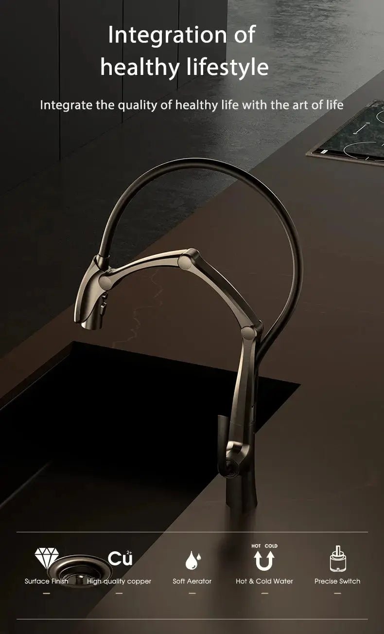 High - Quality Smart Touch Kitchen Faucet – Motion Sensor Pull - Down Sink Mixer Tap - Kitchen Sink FaucetsBathroomLux
