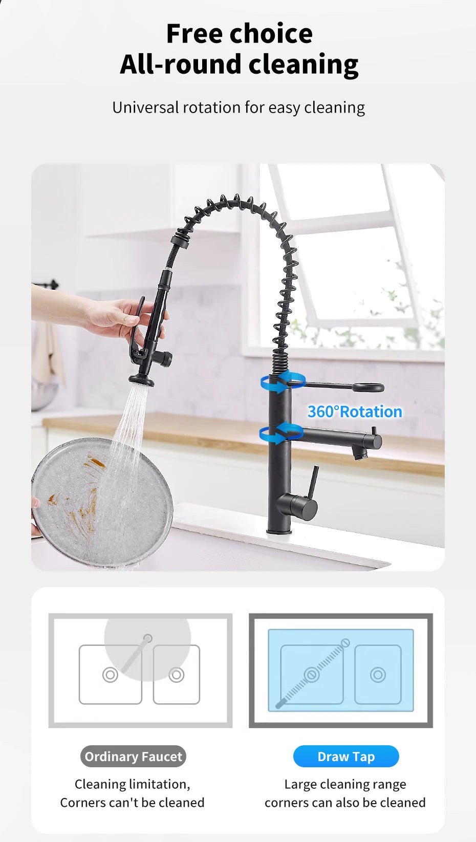 Horizon Kitchen Faucet - Pull Down Spray - Single Handle - 2 Years Warranty - Kitchen faucetBathroomLux