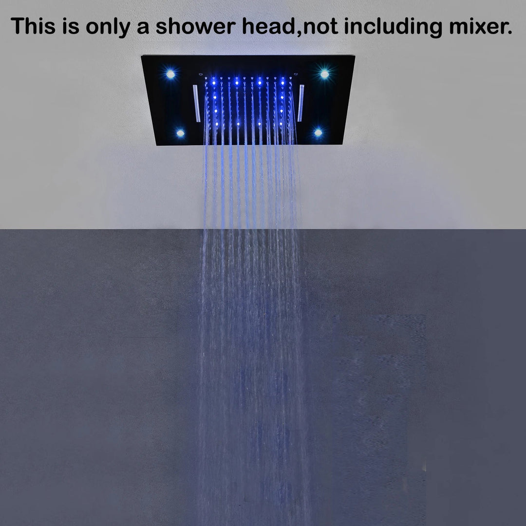 IluminateFlow 2024 led Shower Set Rainfall Waterfall Showerhead System Thermostatic - BathroomLux