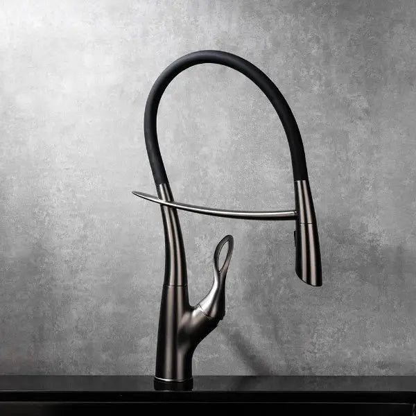 Flexible Silicone Kitchen Faucet – Modern Gunmetal Black Elegance BathroomLux