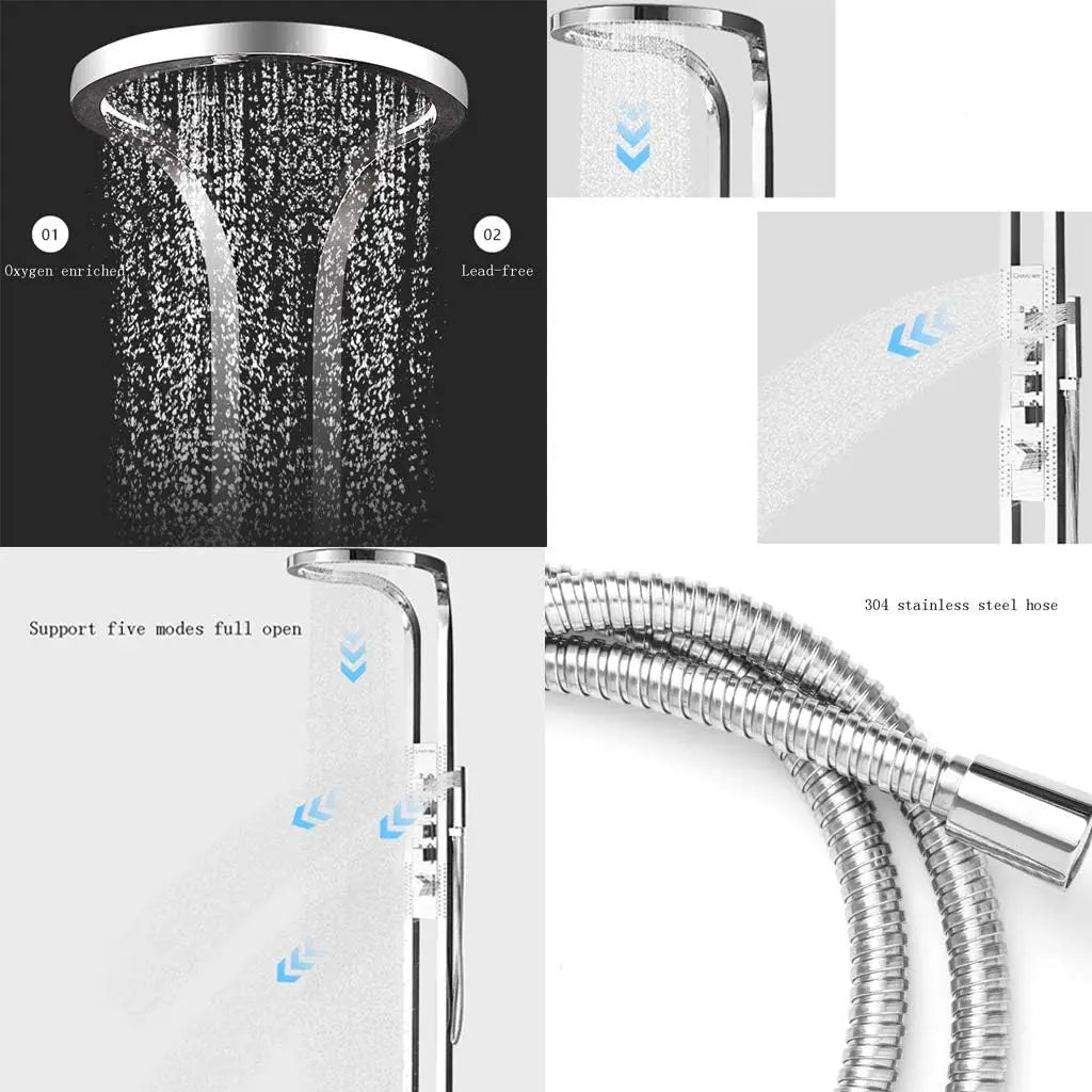 Innovative AquaTech Elite 80" Multifunction Circular Rainfall Shower Panel - BathroomLux