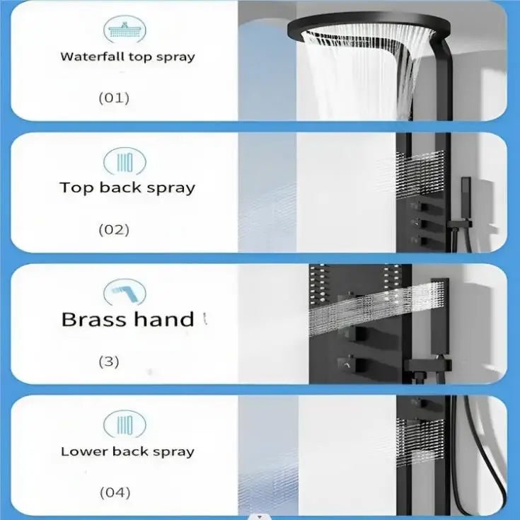 Innovative AquaTech Elite 80" Multifunction Circular Rainfall Shower Panel - BathroomLux