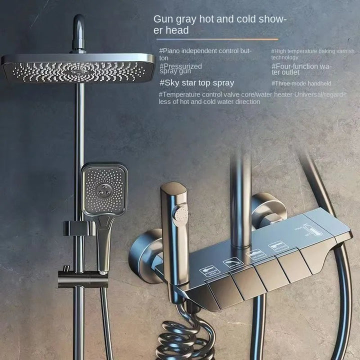 Intelligence Gun Grey System Intelligent Bathroom Digital Display Shower Faucet Set - BathroomLux